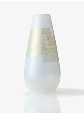 VTG Hand blown Aurum white opalescence Vase with band of 24KT gold 9X45 STUNNING